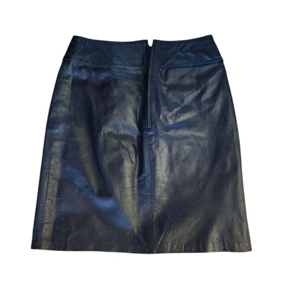 VTG 80s BB Dakota Black Leather Mini Skirt SZ 7 High Waist Moto Grunge Goth - Picture 6 of 12